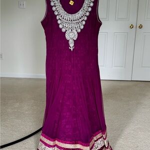 Elegant Burgundy Embellished Women's Dress - Indian Dress